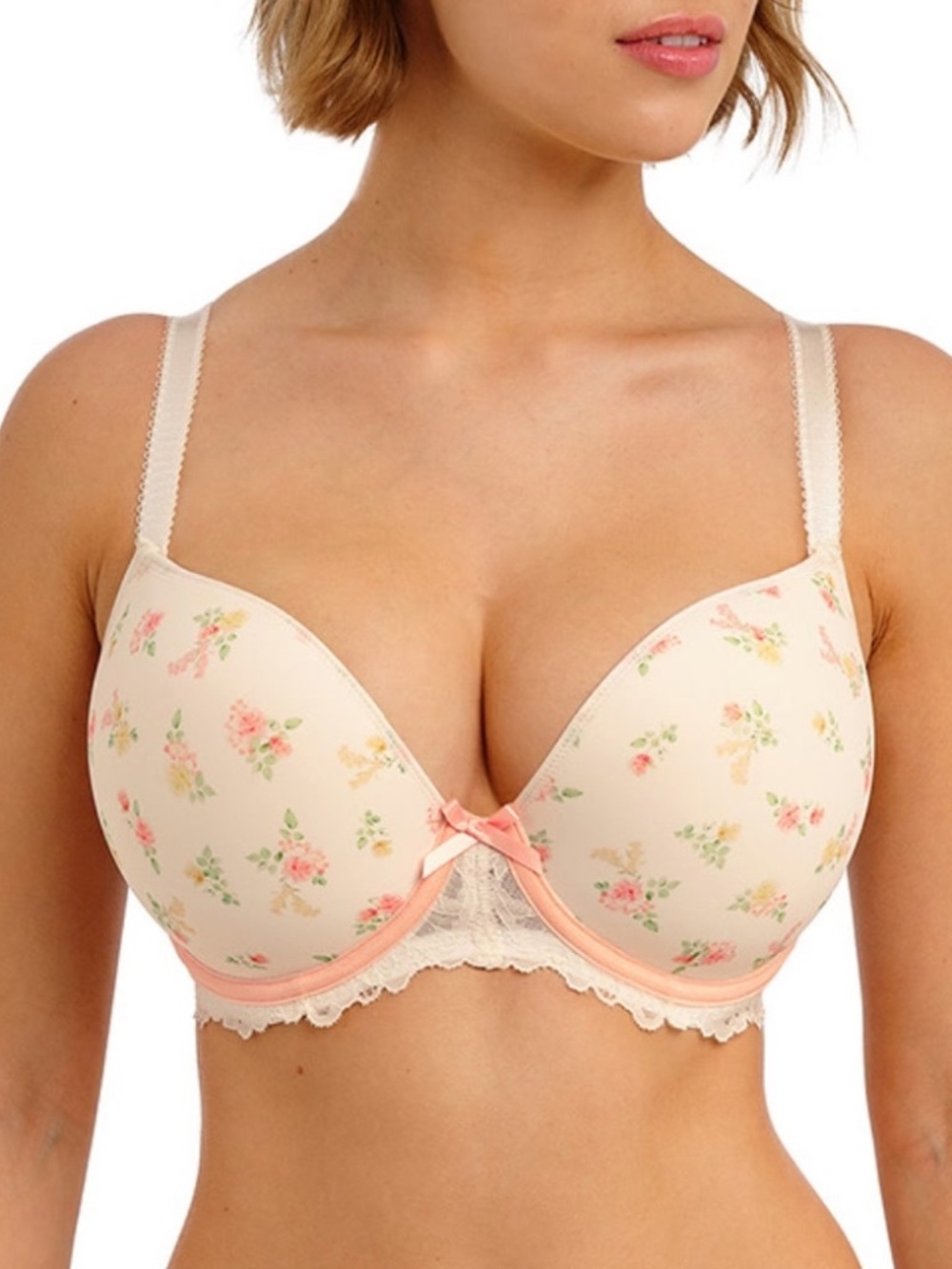 NEW Freya Cherish Me Molded Plunge Underwire Bra 404031 Rose Delicacy Print ROY